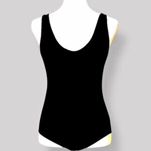 HOLLISTER BLACK SEAMLESS SCOOP NECK BODYSUIT WITH SHELF BRA SIZE MEDIUM